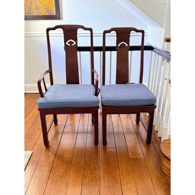 Set of 8 Vintage Rosewood Dining Chairs With Blue Seats For Sale - Image 10 of 18