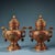 1990s Pair of Vintage Chinese Gilt Bronze Filigree Vases - Dragon Handles & Gemstone Inlay For Sale - Image 5 of 10