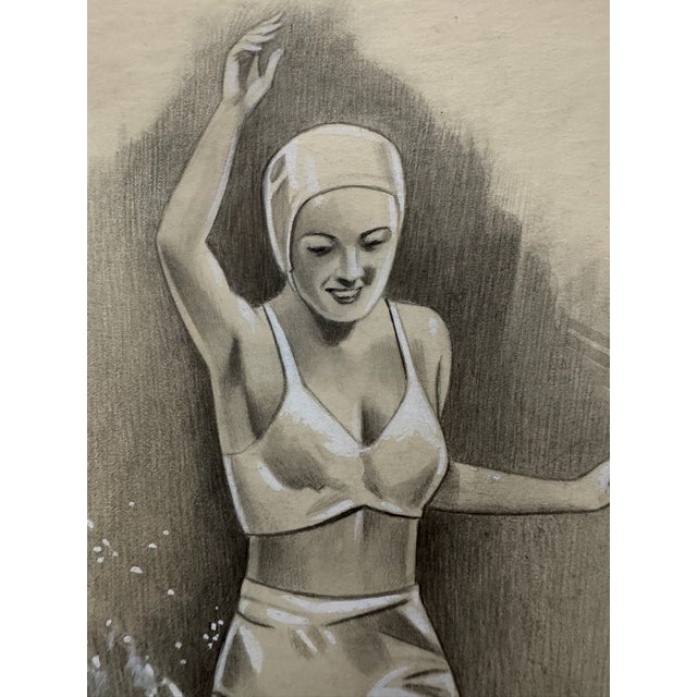 Original graphite pencil drawing by American artist and illustrator Theodore E. Schrock (1879–1952), depicting a cheerful...