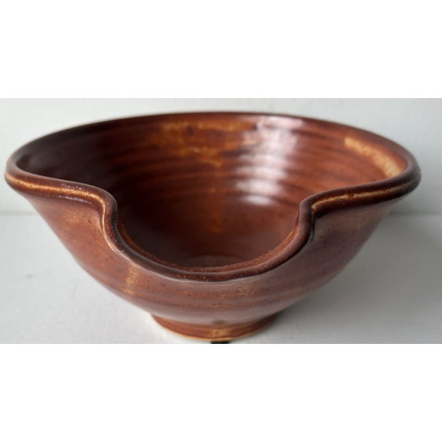 Boho Chic Vintage Art Pottery Batter Spouted Bowl-Signed For Sale - Image 3 of 7
