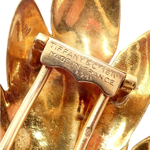 Vintage Tiffany & Co. 18k Yellow Gold French Leaf Large Pin Brooch Details: Metal: 18k yellow gold Size: 29mm x 79.5mm...