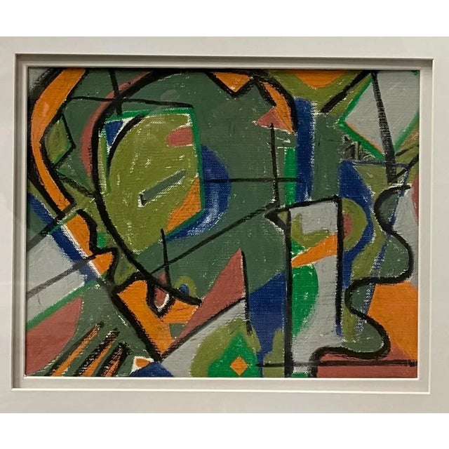 Beautiful appx 14x18” abstract original oil pastel on paper cubist painting. Vintage gold frame and mat included. Listed...
