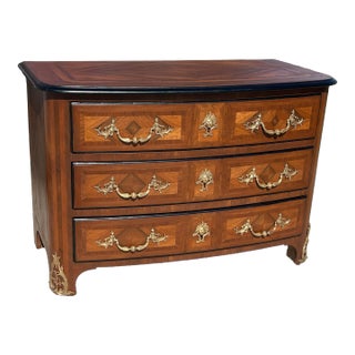 French 18th Century Style Chest, Signed Label Chinoiserie Hardware For Sale