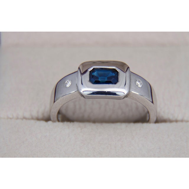 Not Yet Made - Made To Order Blue and White Sapphires 14k Gold Ring For Sale - Image 5 of 7