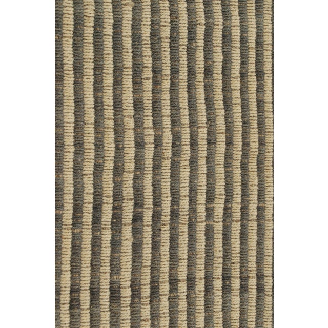 Rug & Kilim’s Contemporary Kilim in Beige and Gray Textural Stripes For Sale In New York - Image 6 of 7
