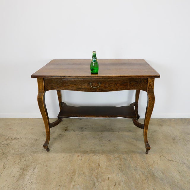 Solid Vintage Oak Writing Table, circa 1920 For Sale - Image 13 of 18