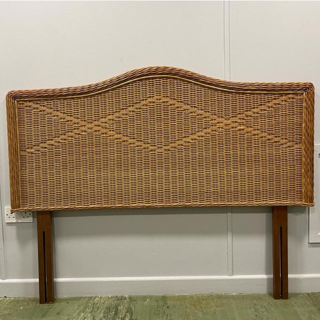 Vintage Brown Wicker Headboard For Sale - Image 3 of 6