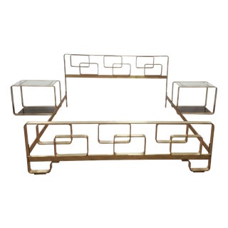Vintage Brass Bedroom Set, 1970s, Italy, Set of 3 For Sale