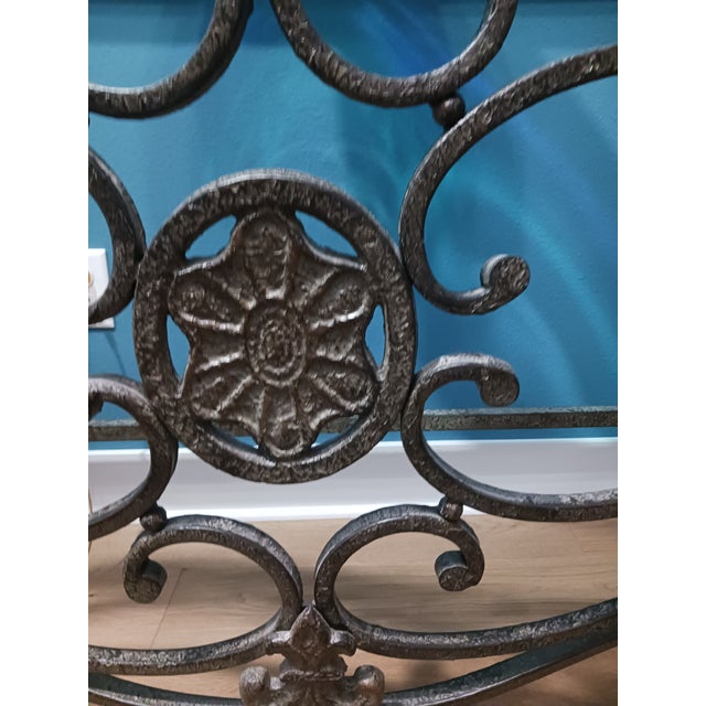 Spanish Revival Thomasville Grandview Hall Table Console W/ Glass Top For Sale - Image 3 of 3
