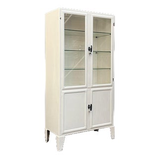 Industrial Cream Lacquered Metal Cabinet, 1950s For Sale