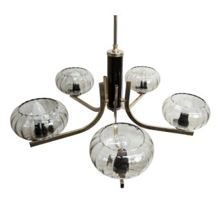 Black and Gold Chandelier with Transparent Glass from See Delmas, 1960s For Sale