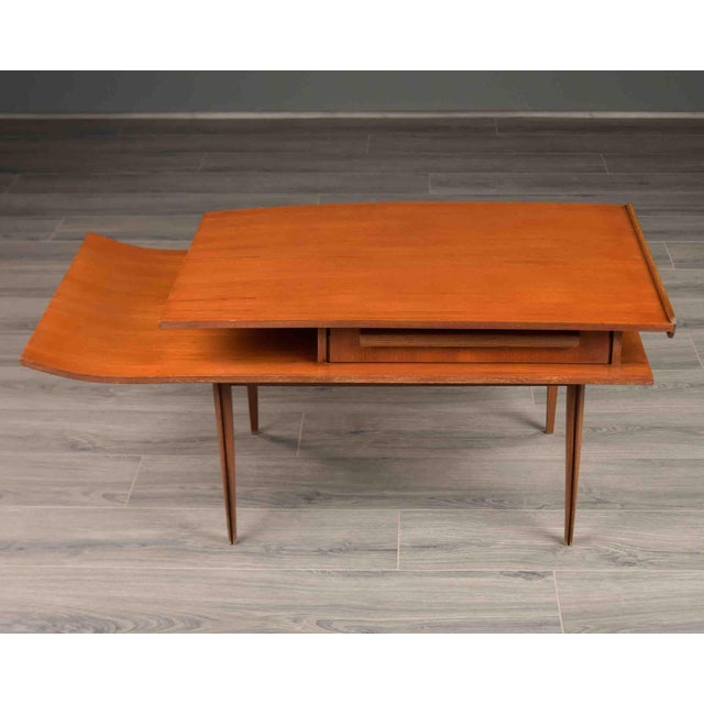 Mid-Century Italian Walnut Two-Tier Coffee Table For Sale - Image 9 of 11