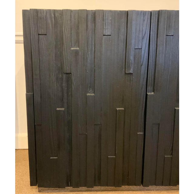 Contemporary Organic Modern Rustic Charred Black Finished Wood Credenza For Sale - Image 3 of 7