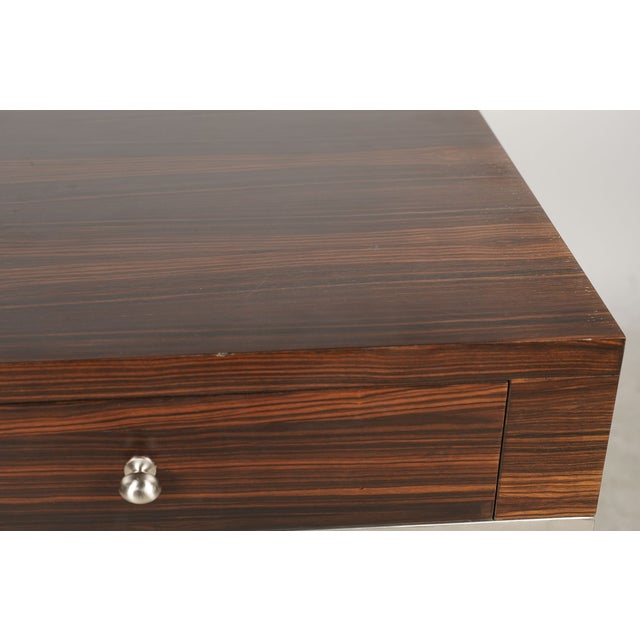 Late 20th Century Phyllis Morris Style Macassar Ebony & Polished Metal X-Base Side Table For Sale - Image 10 of 11