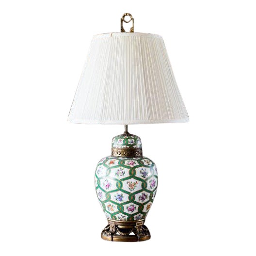 Vintage Hand Painted Porcelain Ginger Jar Lamp With Shade Chairish