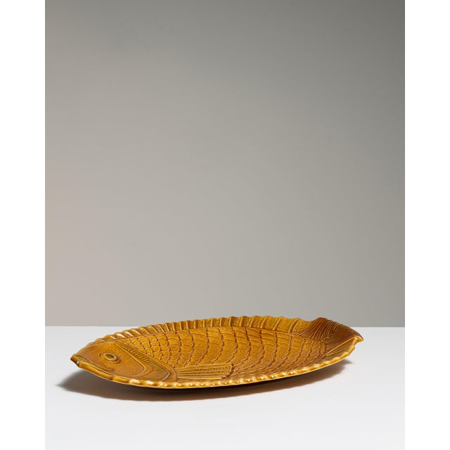 Mid 20th Century France Gold Ceramic Platter For Sale - Image 12 of 15