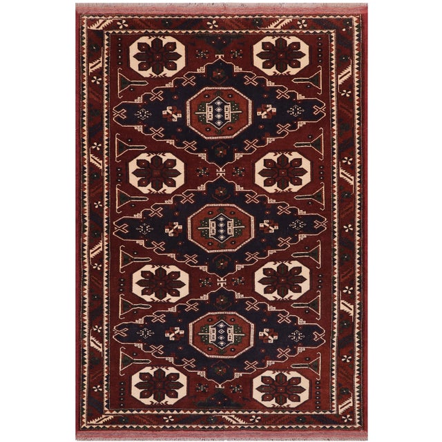 Bohemian Kargahi 1980's Brown/Blue Wool Rug - 5'1'' X 5'10'' For Sale - Image 9 of 10