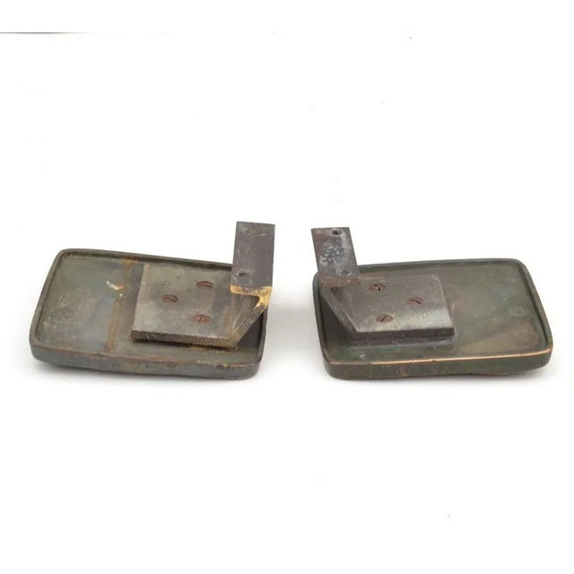 Gold Brutalist Bright Bronze Push and Pull Door Handles, Set of 2 For Sale - Image 8 of 9