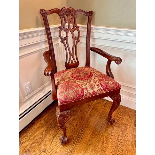 Vintage Ethan Allen Chippendale Style Extension Dining Table & 8 Chairs For Sale In New York - Image 6 of 17