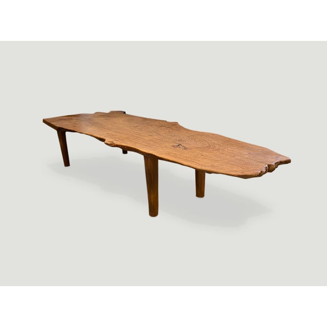 Contemporary Andrianna Shamaris Live Edge Teak Wood Coffee Table or Bench For Sale - Image 3 of 5