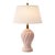Vintage Hollywood Regency Pink Spiral Ceramic Table Lamp With Linen Shade For Sale