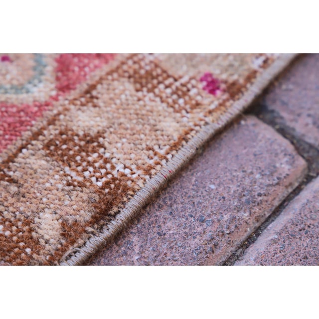 Textile 1960s Traditional Cappadocia Handmade Oushak Doormat Rug For Sale - Image 7 of 10
