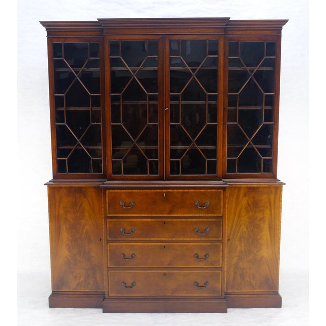 Beacon Hill Individual Panes Bubble Glass Doors Mahogany Butler Desk Breakfront MINT