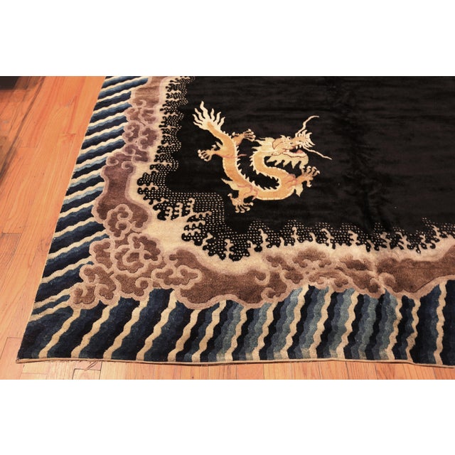 Black Nazmiyal Collection Antique Chinese Peking Rug For Sale - Image 8 of 9