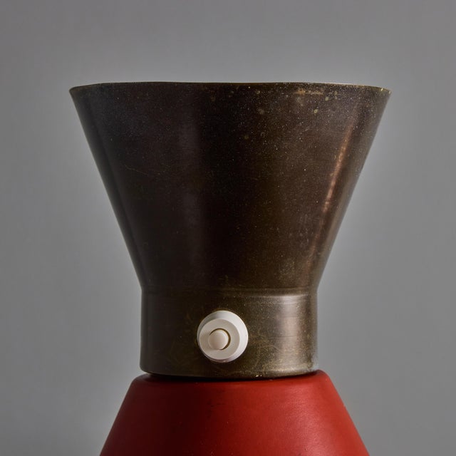 1960s Large Red and Grey Diabolo Articulating Wall Lamp Attributed to Pierre Guariche For Sale - Image 13 of 18