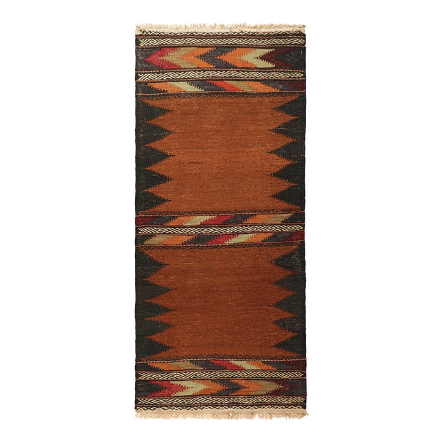 Vintage Afghan Kilim in Rust, With Polychromatic Patterns From Rug & Kilim For Sale