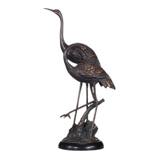 Wildwood Bronze Crane Sculpture For Sale