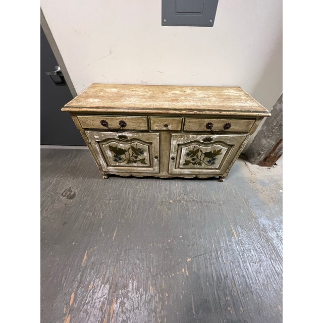 Habersham Furniture French Provincial Style Painted Floral Sideboard Buffet For Sale - Image 4 of 12