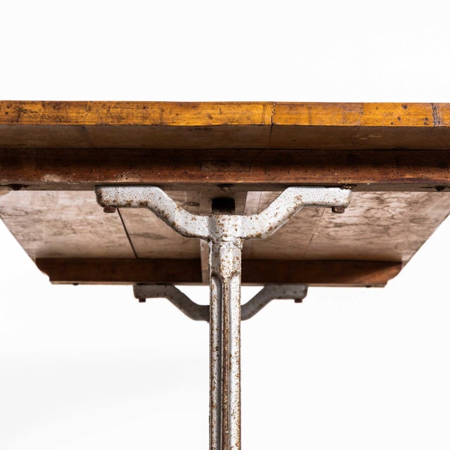 Vintage French Cast Base Café Dining Table, 1930s For Sale - Image 6 of 9