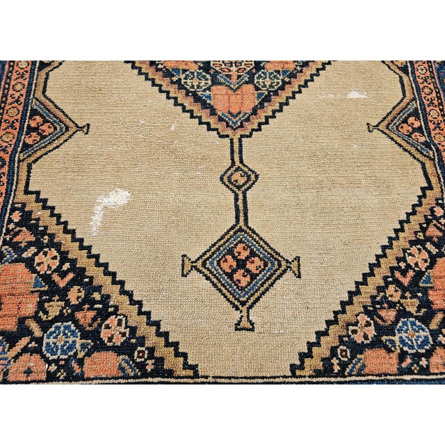 Antique Persian Serab Area Rug, Hand-Knotted Wool, Geometric Medallion Pattern, Camel Hair & Brown, 4x5 For Sale - Image 14 of 18