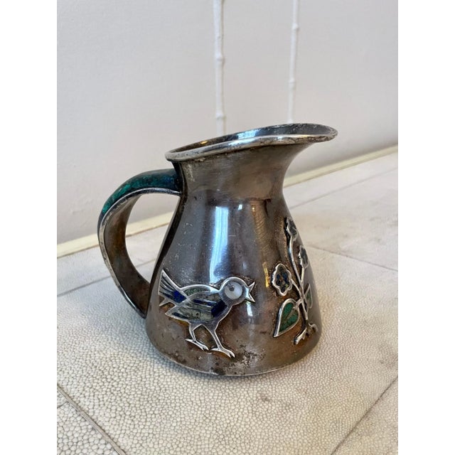 Mid-Century Modern Mexican Los Castillo Silver and Malachite Pitcher / Jug For Sale In Los Angeles - Image 6 of 10