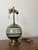 Mid-Century Modern Petite 1930s Art Deco Smoke Blue-Green-Grey Art Glass Table Lamp With Patinated Metal Base For Sale - Image 3 of 11