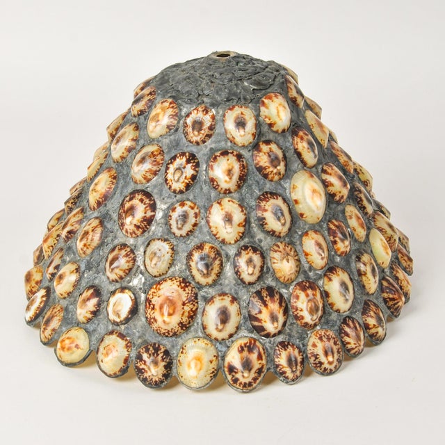 Antique Cherub Table Lamp With Handmade Limpet Shell Lampshade in the Style of Richard Hoosin For Sale - Image 4 of 14