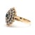 0.85ctw Sapphire and Diamond Navette Ring, 14k Yellow Gold, Ring Size 6.75 For Sale - Image 4 of 5