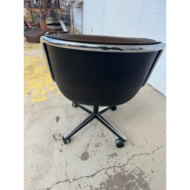 11 Executive Armchairs by Charles Pollock for Knoll Brown Leather For Sale - Image 4 of 9