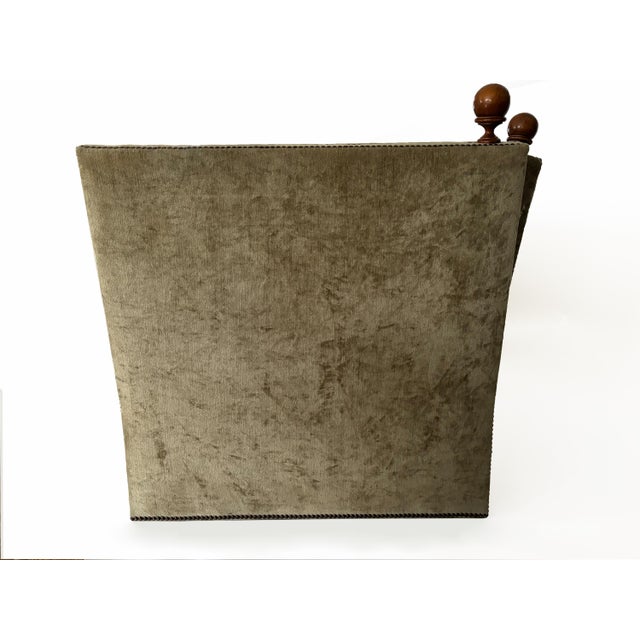 Olive 2000s Vintage Baker Furniture Co. English Traditional Knole Style Olive Green Velvet Sofa For Sale - Image 8 of 9