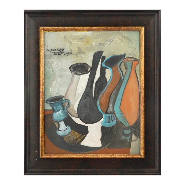 Sadanand K. Bakre Attributed (Indian, 1920-2007) Oil on Board Untitled Still Life For Sale