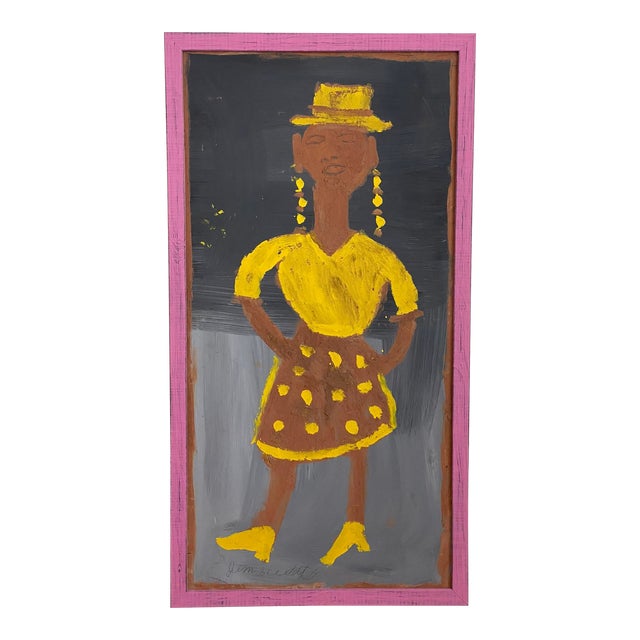 1990s Jimmy Lee Sudduth Painting “Farmers Wife” Self Taught Art Vintage, Framed For Sale
