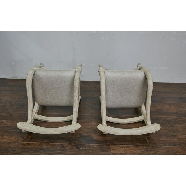 Mid 20th Century Pair of Swedish Midcentury Whitewash Upholstered Armchairs, Scandinavian Modern For Sale - Image 10 of 10