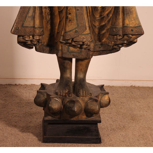 Burmese Artist, Large Mandalay Buddha, 1800s, Wood For Sale - Image 5 of 17