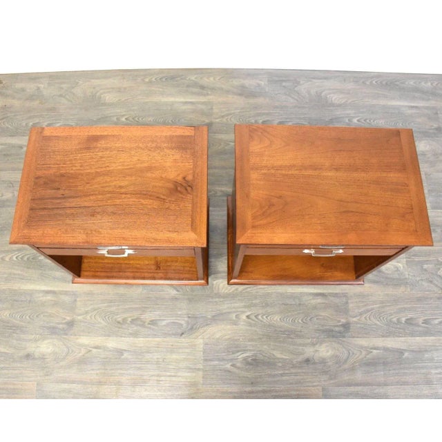 Lane Furniture Lane Walnut Mid-Century Modern Nightstands- a Pair For Sale - Image 4 of 9