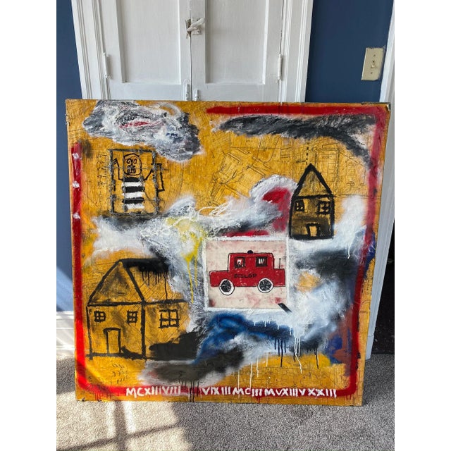 Modernistic Painting in the Manner of Jean-michel Basquiat, Circa 1980 For Sale - Image 12 of 12