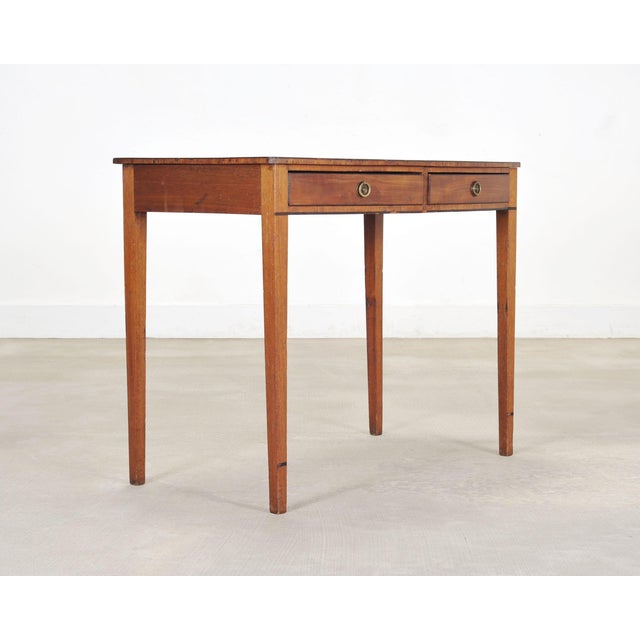 Traditional 19th C. English Regency Bow Front Side Table or Small Desk For Sale - Image 3 of 18