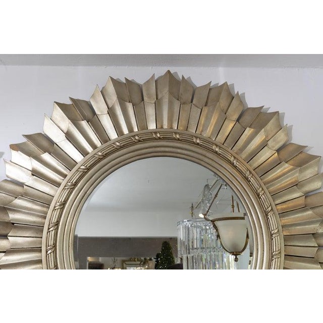 Contemporary Monumental Silver Leaf Sunburst Mirror For Sale - Image 3 of 5