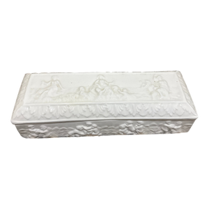 Vintage Mid-Century Modern Italian Neo-Classical Relief Ceramic Trinket Box