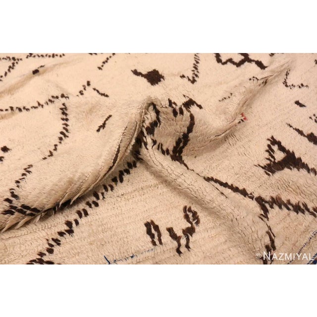 Mid 20th Century Nazmiyal Collection Vintage Cream Tribal Geometric Moroccan Rug For Sale - Image 5 of 5